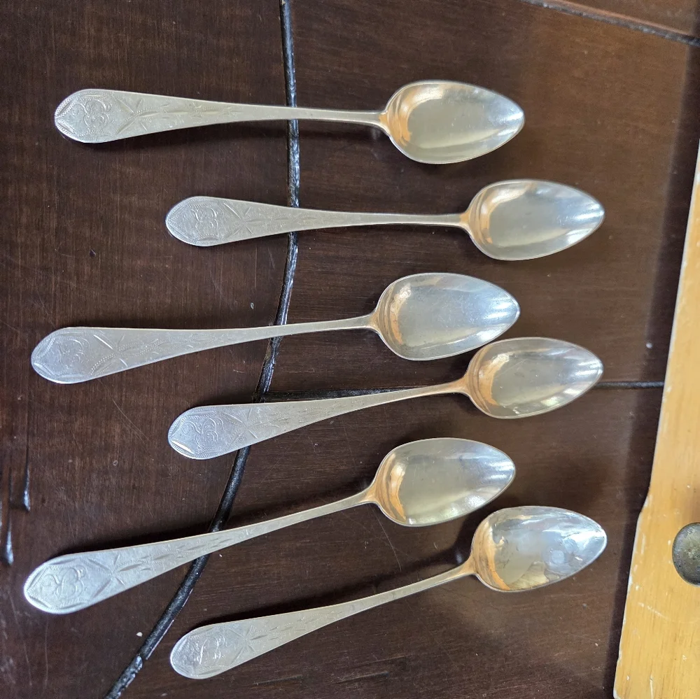 L Sayre Coin Silver Teaspoons (6)